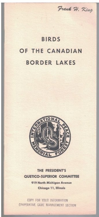 Birds of the Canadian Border Lakes