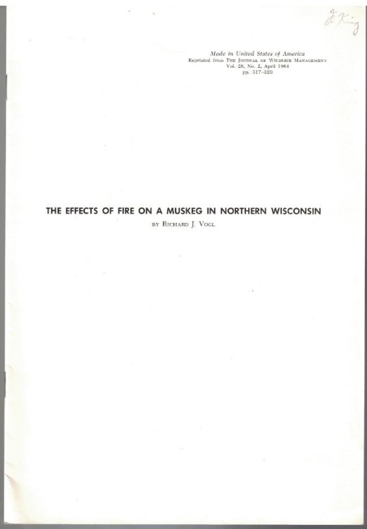 The Effects of Fire on a Muskeg in Northern Wisconsin