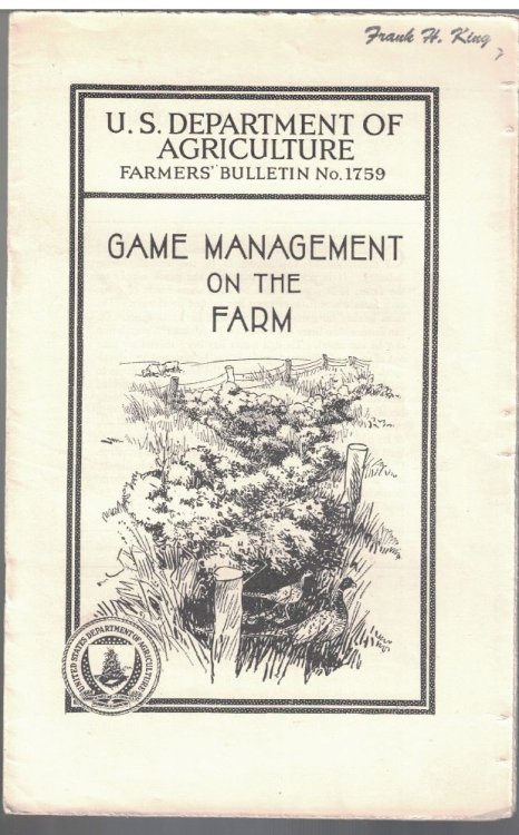 Game Management on the Farm [U.S. Department of Agriculture Farmers' Bulletin No. 1759]