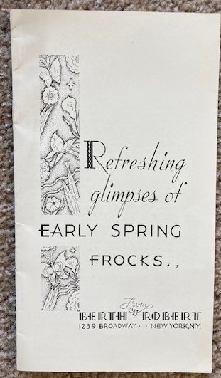 Berth Robert sales brochure / catalog [women's clothing[1934] [New York City]