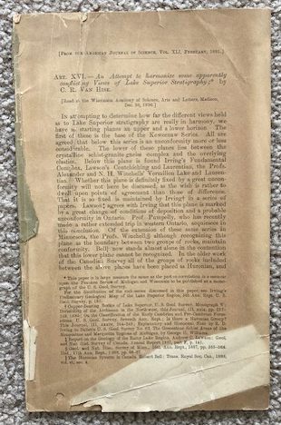 An Attempt to harmonize some apparently conficting Views of Lake Superior Stratigraphy [An excerpt from The American Journal of Science, Vol. XLI, February, 1891]