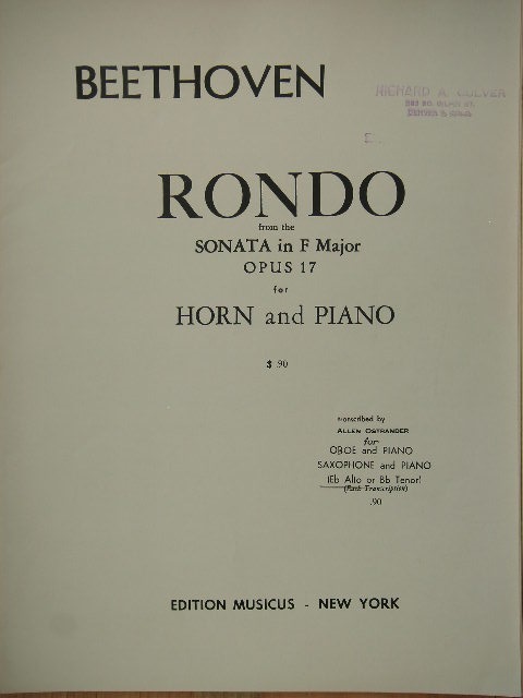 Rondo from Sonata in F Major Op. 17