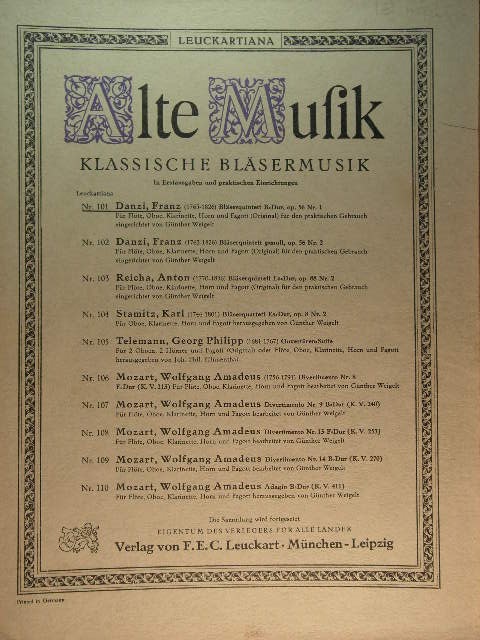 Wind Quintett in B-major Op. 56, No. 1