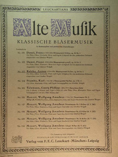 Wind Quintett in E-major Op. 88, No. 2