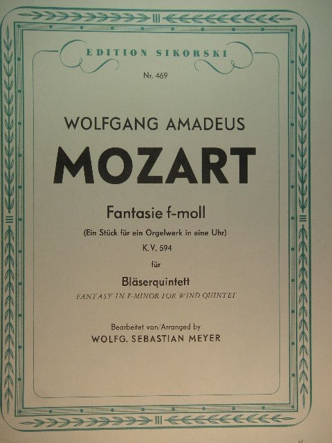 Fantasy in F-minor for Wind Quintet KV. 594