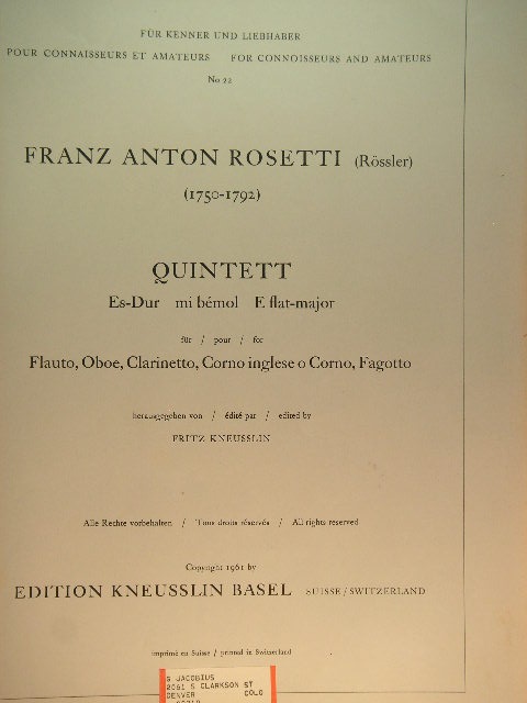 Quintett [for Winds]