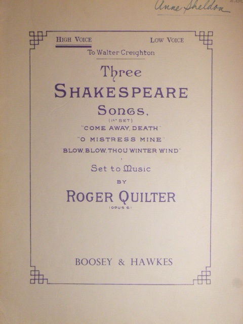 Three Shakespeare Songs Op. 6 (First set)