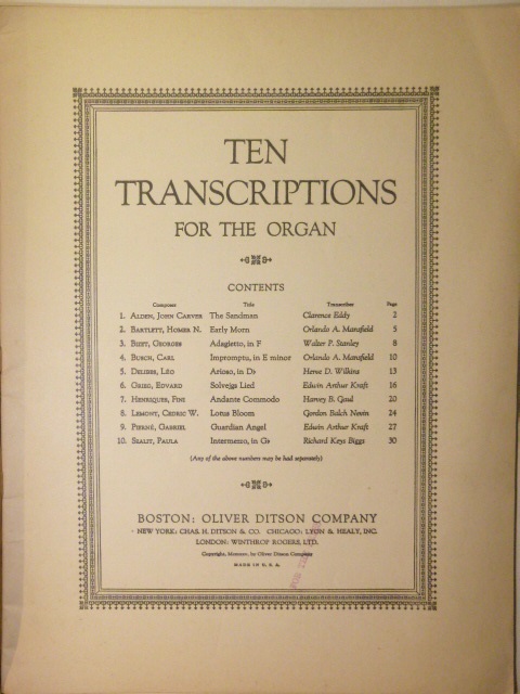 ALBUM: Ten Transcriptions for the Organ