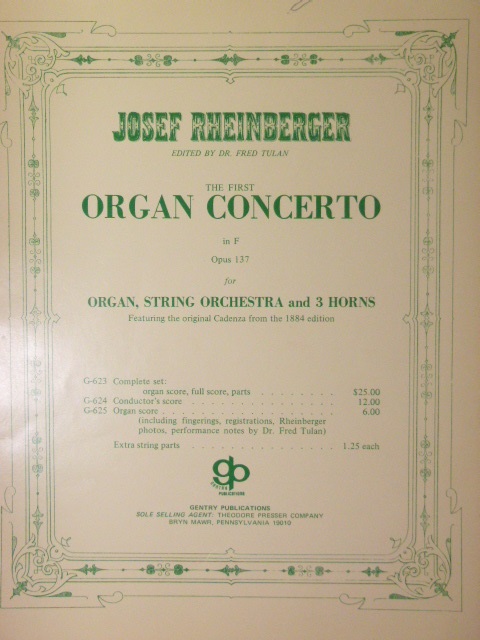 Organ Concerto in F, Op. 137