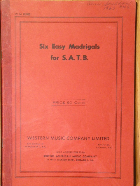 ALBUM: Six Easy Madrigals for SATB