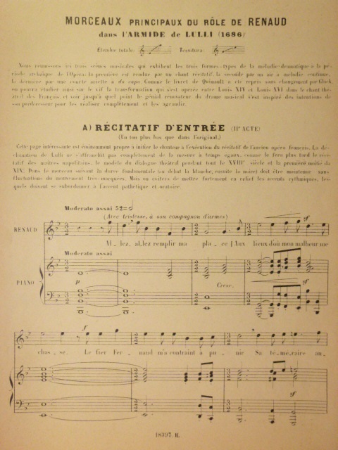 [The three principal songs sung by Renaud] (from 'Armide')