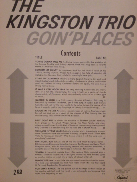 ALBUM: The Kingston Trio Goin' Places (No. 6)