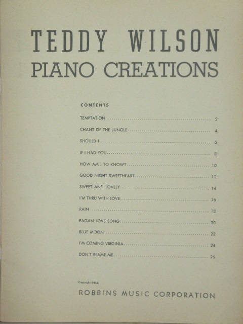 ALBUM: Teddy Wilson Piano Creations