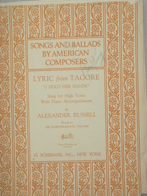 Lyric from Tagore/I Hold Her Hands