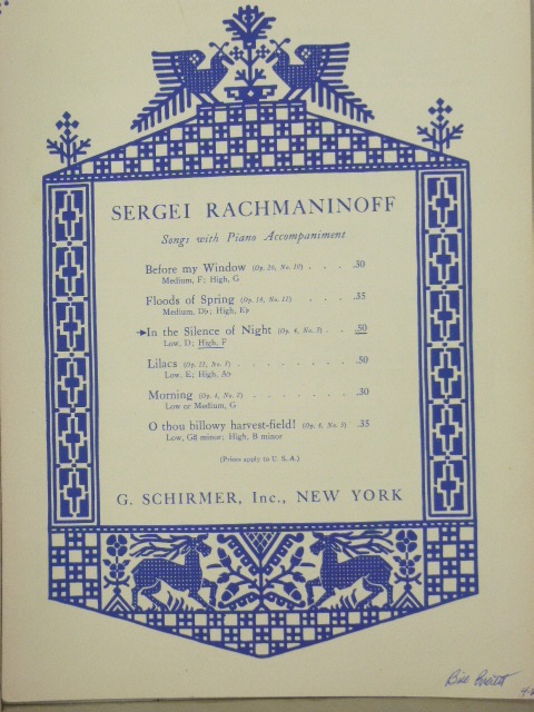 In the Silence of Night Op. 4 No. 3