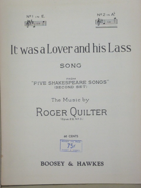 It Was a Lover and His Lass Op. 23 No. 3