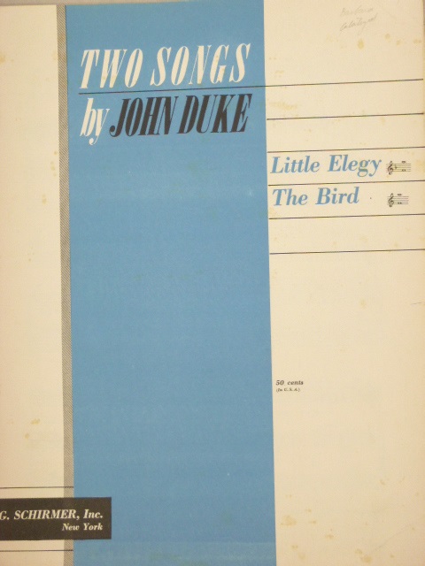Two Songs: Little Elegy, The Bird