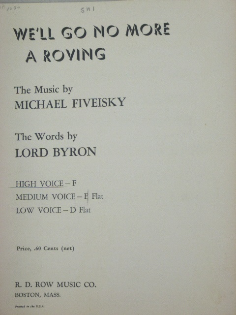 We'll Go No More A Roving