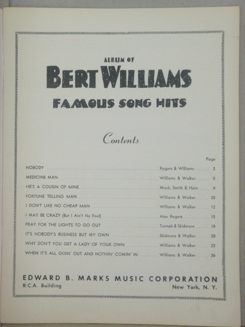 ALBUM: Bert Williams Famous Song Hits