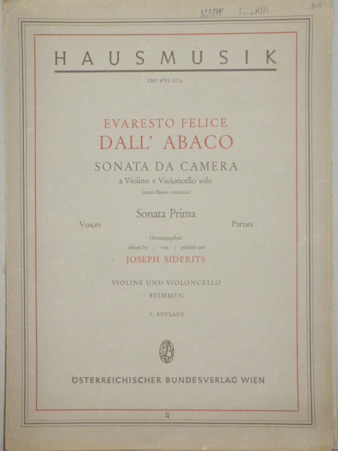 [2] Sonatas da Camera