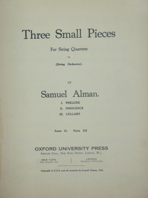 Three Small Pieces for String Quartette
