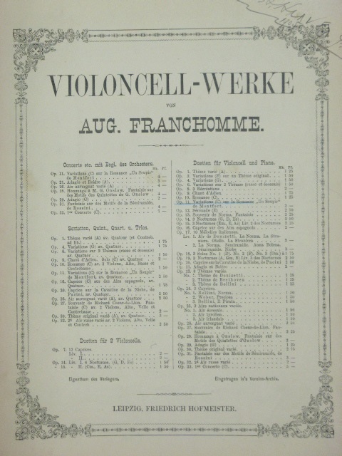 Variations: Un Soupir de Montfort Op. 11