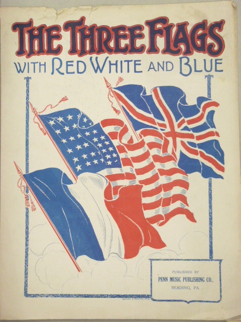 The Three Flags with Red, White and Blue