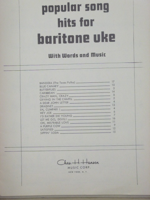 Popular Song Hits for Baritone Uke