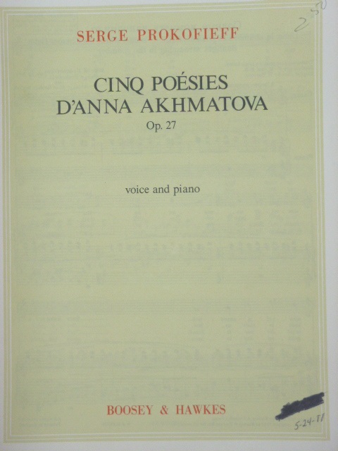 Cinq Poesies D'Anna Akhmatova Op.27