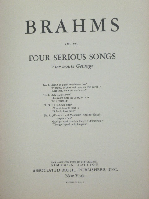 Four Serious Songs Op. 121