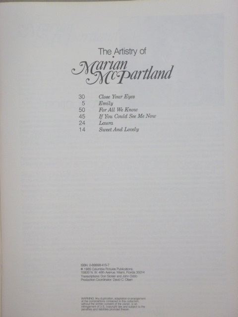 ALBUM: The Artistry of Marian McPartland