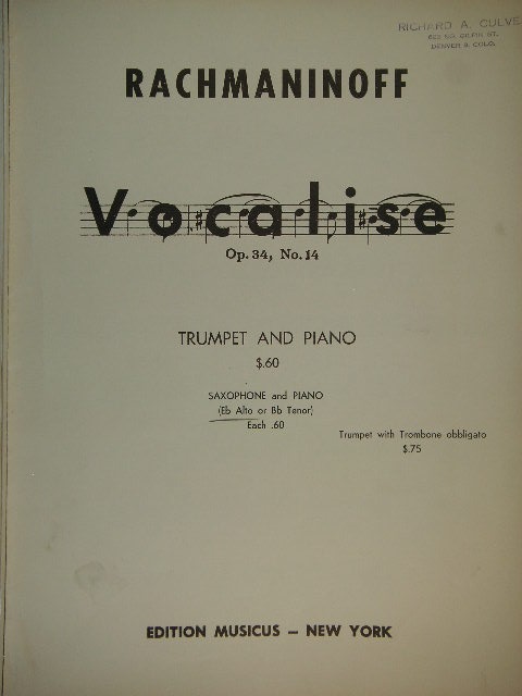 Vocalise Op. 34, No. 14