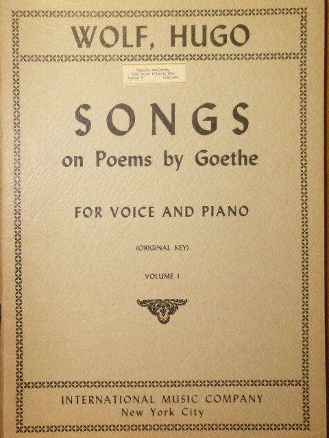 Songs on Poems by Goethe Vol. 1