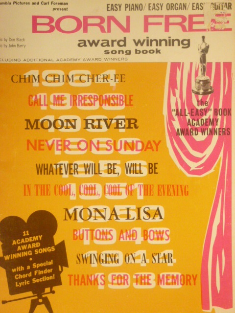 ALBUM: Born Free (and Other Award Winning Songs) for Easy Piano/Organ/Guitar