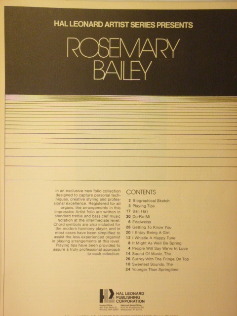 Hal Leonard Artist Series: Rosemary Bailey