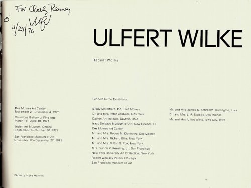 ULFERT WILKE : Recent Work ( signed )