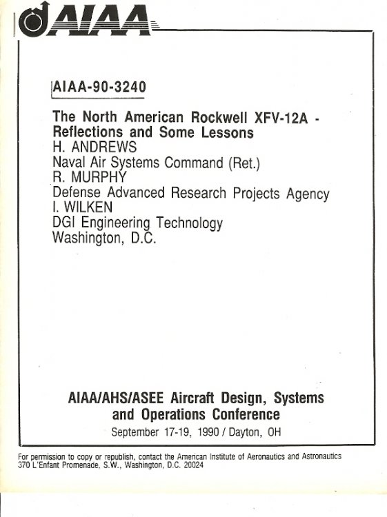 THE NORTH AMERICAN ROCKWELL XFV-12A : Reflections and some lessons