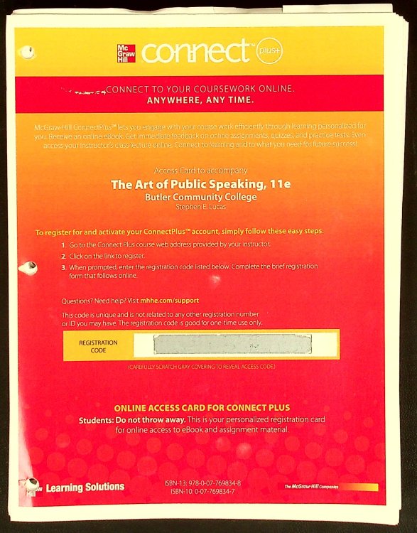 The Art of Public Speaking (Butler County Community College) by Stephen E. Lucas (2012-08-01)