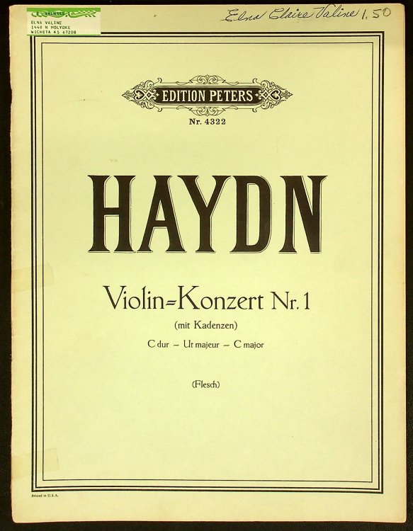 Violin -Konzert Nr 1 (mit Kadenzen) -C dur -Ut majeur -C major