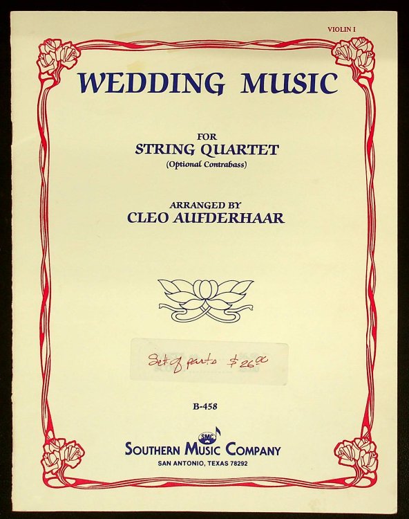 More Wedding Music for String Quartet - Violin 1 part - arranged by Cleo Aufderhaar - Southern Music