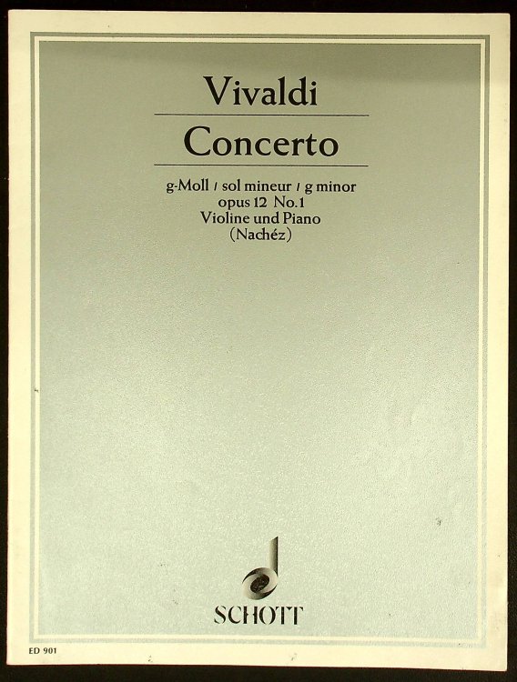 Vivaldi-Nachez Concerto, Sol Mineur, G Moll, Violin & Piano