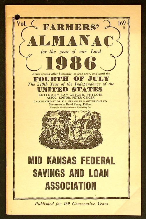 FARMERS' ALMANAC FOR THE YEAR 0F OUR LORD 1986 (169)