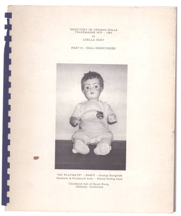 DIRECTORY OF GERMAN DOLLS TRADEMARKS 1875-1960. PART II-DOLL DIRECTORIES