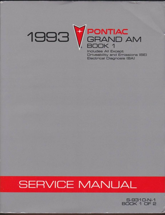 1993 PONTIAC GRAND AM SERVICE MANUAL. BOOK 1
