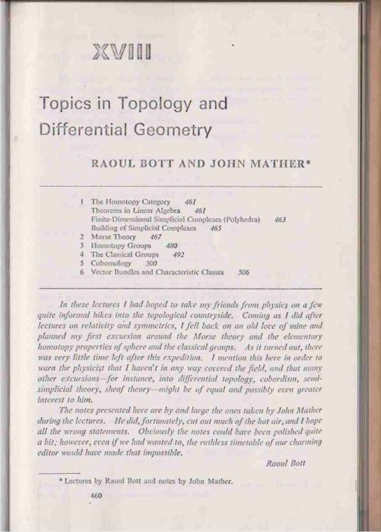 TOPICS IN TOPOLOGY AND DIFFERENTIAL GEOMETRY