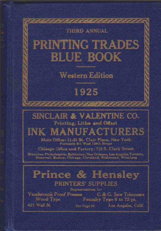 PRINTING TRADES BLUE BOOK. WESTERN EDITION. 1925