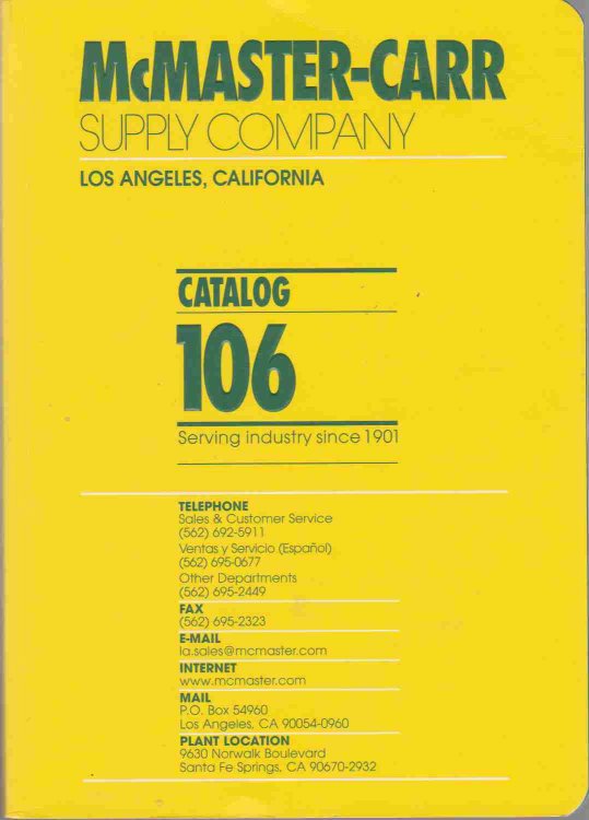 MCMASTER-CARR SUPPLY COMPANY CATALOG 106