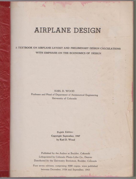 AIRPLANE DESIGN - A TEXTBOOK ON AIRPLANE LAYOUT AND PRELIMINARY DESIGN CALCULATIONS WITH EMPHASIS ON THE ECONOMICS OF DESIGN