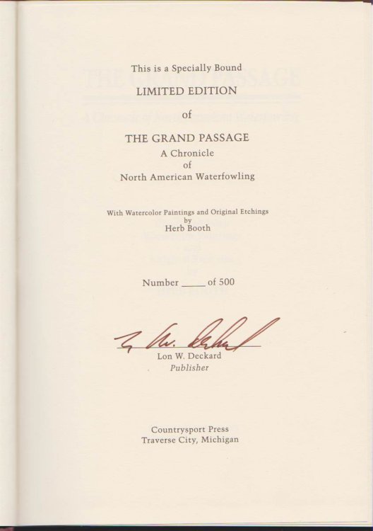 THE GRAND PASSAGE A Chronicle of North American Waterfowling