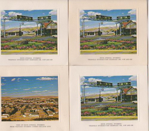 ROCK SPRINGS, WYOMING. ORIGINAL COLOR NOTES BY BRIGHT OF AMERICA. 12 NOTES WITH ENVELOPES